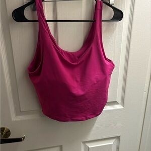 Fuchsia Scoop Neck Cropped Tank Top